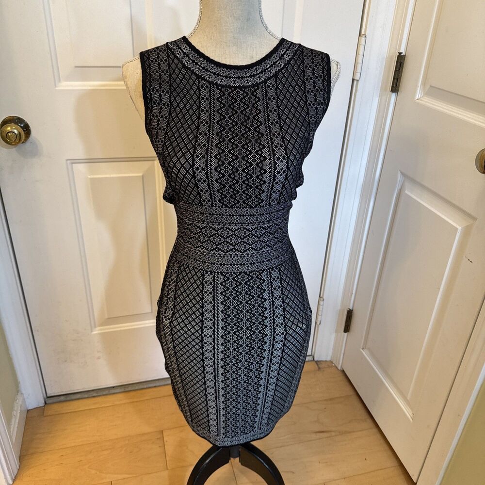 BLACK BODYCON BCBG Dress womens Size S spandex column dress sleeveless